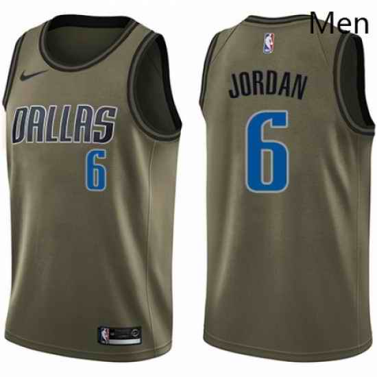 Mens Nike Dallas Mavericks 6 DeAndre Jordan Swingman Green Salute to Service NBA Jersey